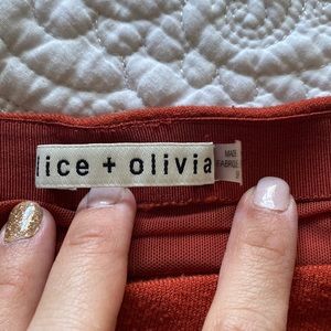 Alice & Oliva Rust Ruch Knit Midi Skirt